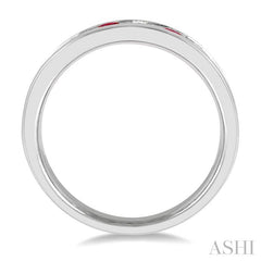 ASHI Channel Set Alternate Gemstone & Diamond Wedding Band 46493PPFGRBWG