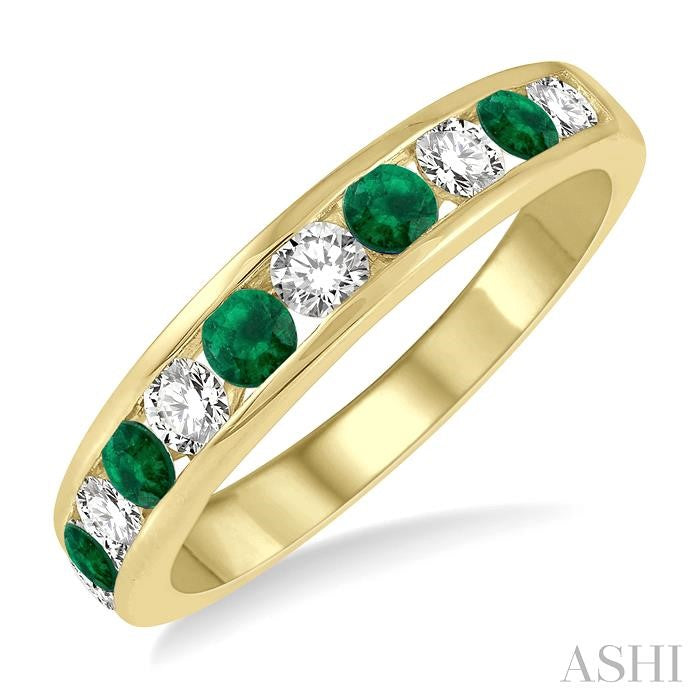 ASHI Channel Set Alternate Gemstone & Diamond Wedding Band 46494PPFGEMYG