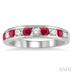 ASHI Channel Set Alternate Gemstone & Diamond Wedding Band 46494PPFGRBWG