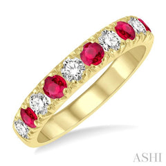 ASHI 11 Alternate Gemstone & Diamond Wedding Band 46503PPFGRBYG