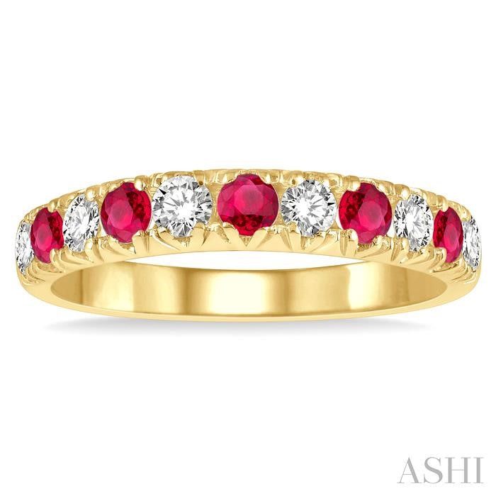 ASHI 11 Alternate Gemstone & Diamond Wedding Band 46504PPFGRBYG