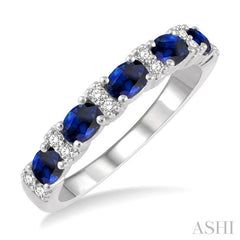 ASHI Oval Shape East-West Gemstone & Diamond Wedding Band 46528PPFGSPWG