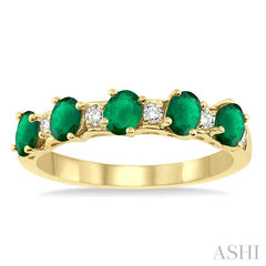 ASHI Oval Shape Gemstone & Diamond Wedding Band 46538PPFGEMYG