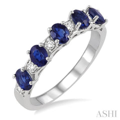 ASHI Oval Shape Gemstone & Diamond Wedding Band 46538PPFGSPWG