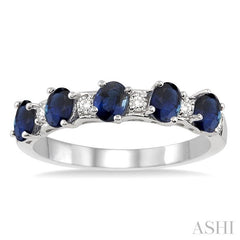 ASHI Oval Shape Gemstone & Diamond Wedding Band 46538PPFGSPWG