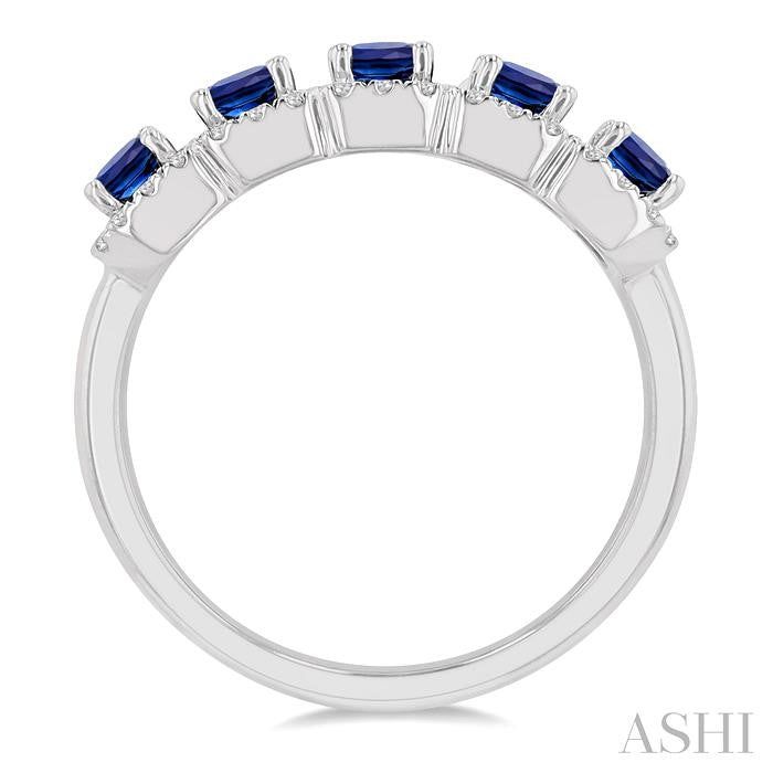 ASHI Emerald Shape 5 Gemstone & Halo Diamond Wedding Band 46593PPFGSPWG