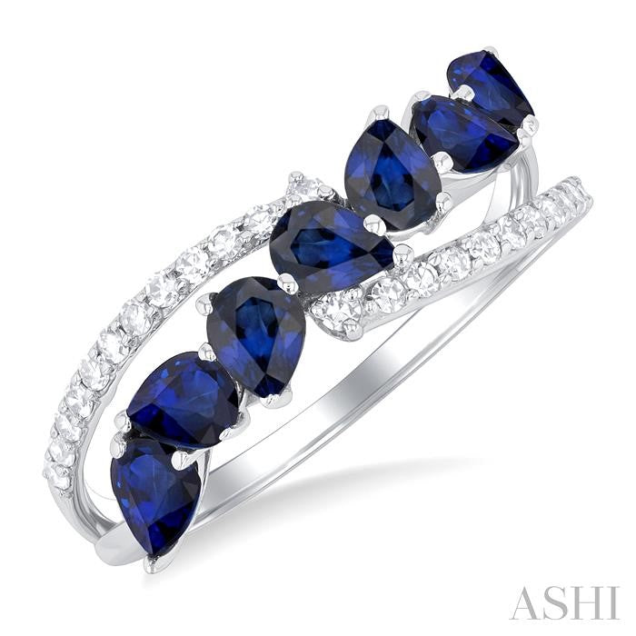ASHI Pear Shape Gemstone & Diamond Fashion Ring 46618PPFSSPWG