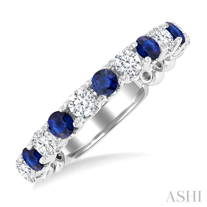 ASHI Alternate Gemstone & Diamond Wedding Band 46653PPFGSPWG