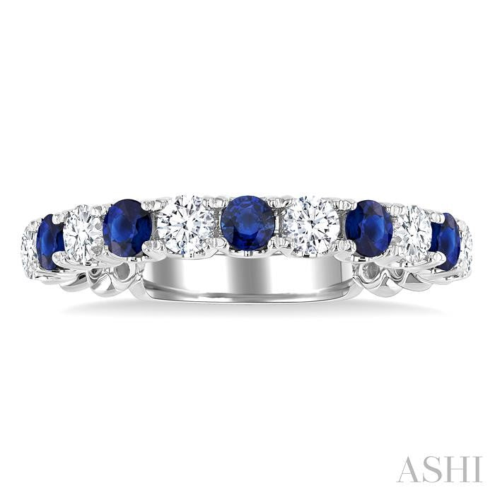 ASHI Alternate Gemstone & Diamond Wedding Band 46653PPFGSPWG