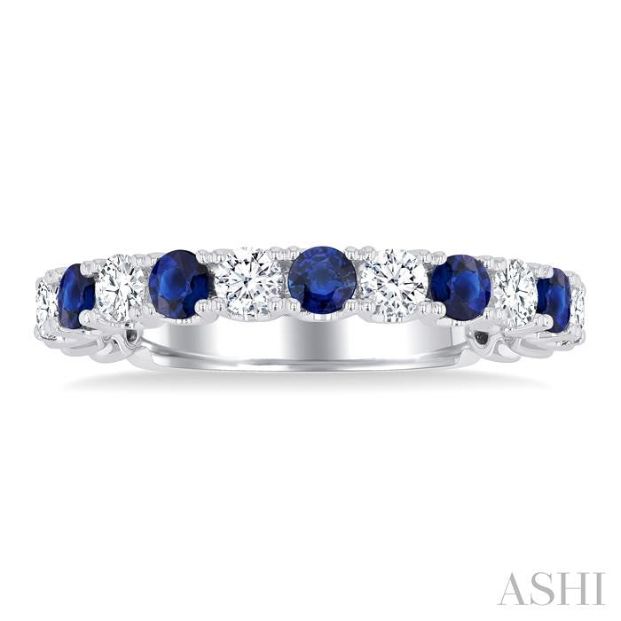 ASHI Alternate Gemstone & Diamond Wedding Band 46654PPFGSPWG