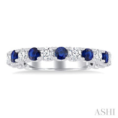 ASHI Alternate Gemstone & Diamond Wedding Band 46654PPFGSPWG