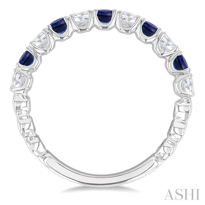 ASHI Alternate Gemstone & Diamond Wedding Band 46654PPFGSPWG