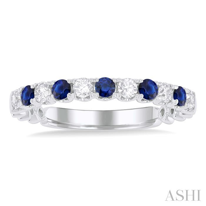 ASHI Alternate Gemstone & Diamond Wedding Band 46656PPFGSPWG