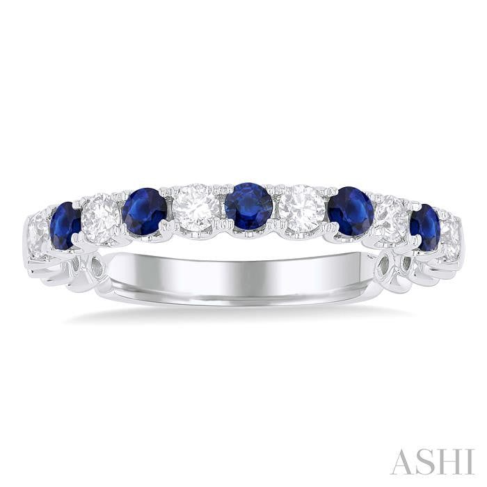 ASHI Alternate Gemstone & Diamond Wedding Band 46656PPFGSPWG