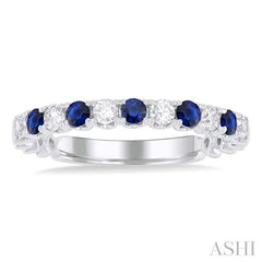 ASHI Alternate Gemstone & Diamond Wedding Band 46656PPFGSPWG