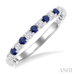 ASHI Alternate Gemstone & Diamond Wedding Band 46658PPFGSPWG