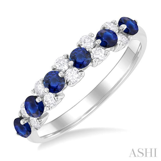 ASHI Alternate Gemstone & Diamond Band 46665PPFGSPWG
