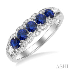 ASHI Round Shape 5 Gemstone & Diamond Ring 46676PPFSSPWG