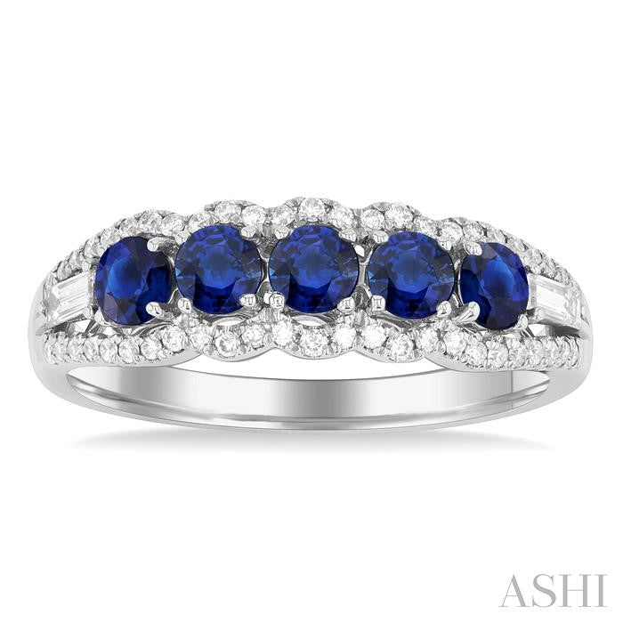 ASHI Round Shape 5 Gemstone & Diamond Ring 46676PPFSSPWG