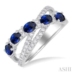 ASHI Criss Cross Oval Shape Gemstone & Diamond Fashion Ring 46713PPFSSPWG