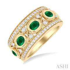 ASHI Oval Shape East-West Gemstone & Diamond Band 46724PPFSEMYG