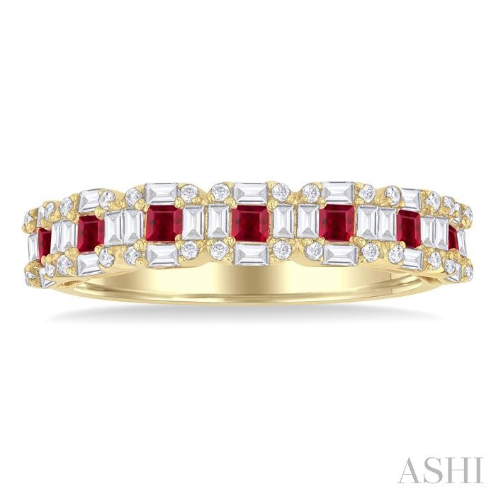 ASHI Princess Shape Gemstone & Diamond Ring 46793PPFGRBYG