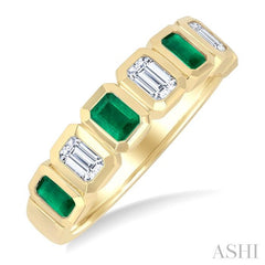 ASHI 7 Alternate Emerald Shape Gemstone & Diamond Fashion Band 46863PPFGEMYG-OC