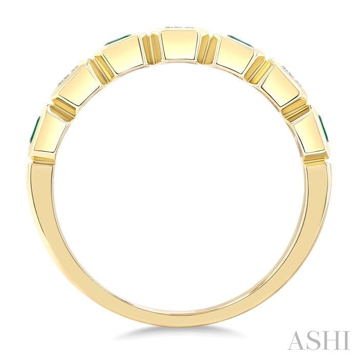 ASHI 7 Alternate Emerald Shape Gemstone & Diamond Fashion Band 46863PPFGEMYG-OC