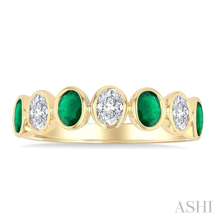 ASHI 7 Alternate Oval Shape Gemstone & Diamond Fashion Band 46863PPFGEMYG-OV