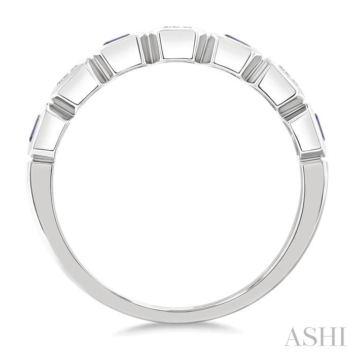 ASHI 7 Alternate Emerald Shape Gemstone & Diamond Fashion Band 46863PPFGSPWG-OC
