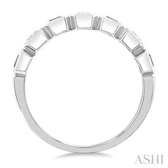 ASHI 7 Alternate Emerald Shape Gemstone & Diamond Fashion Band 46863PPFGSPWG-OC