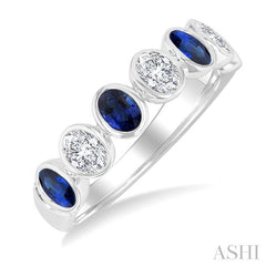 ASHI 7 Alternate Oval Shape Gemstone & Diamond Fashion Band 46863PPFGSPWG-OV