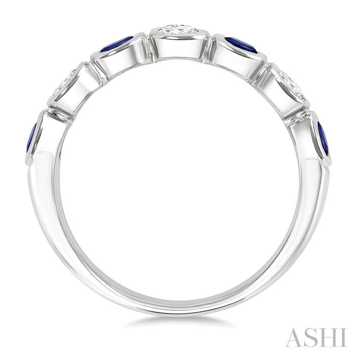 ASHI 7 Alternate Oval Shape Gemstone & Diamond Fashion Band 46863PPFGSPWG-OV