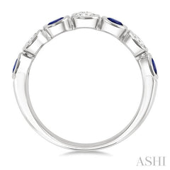 ASHI 7 Alternate Oval Shape Gemstone & Diamond Fashion Band 46863PPFGSPWG-OV