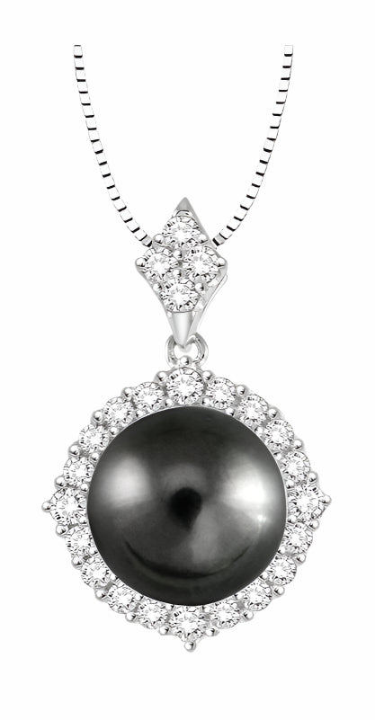 Parkplace Jewelers Black Pearl & Halo Diamond Pendant 56813PPFHPDBPWG