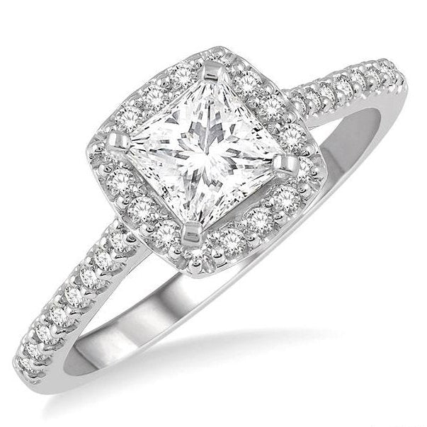 Parkplace Jewelers Princess Shape Semi-Mount Halo Diamond Engagement Ring 241G5PPFHWG-SM