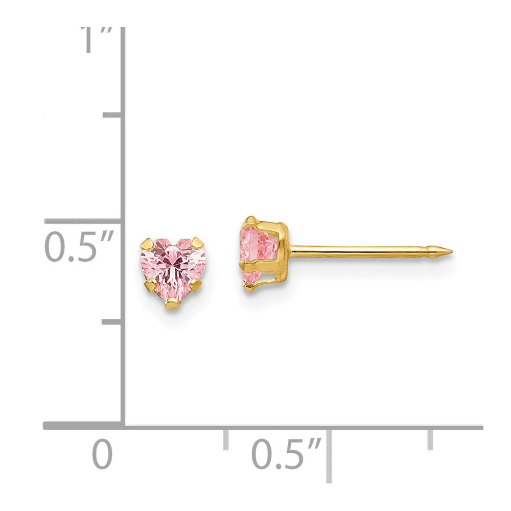 471E Inverness 14k 4mm Pink Heart CZ Earrings