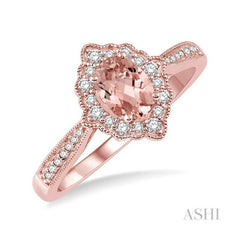 ASHI Oval Shape Gemstone & Halo Diamond Ring 52367PPTSMOPG