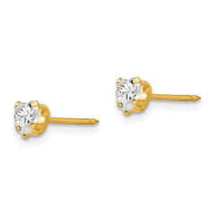 472E Inverness 14k 4mm Clear Heart CZ Earrings
