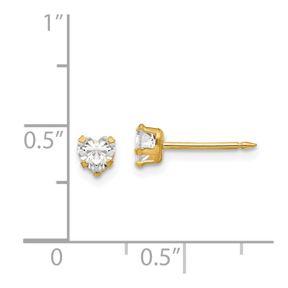 472E Inverness 14k 4mm Clear Heart CZ Earrings