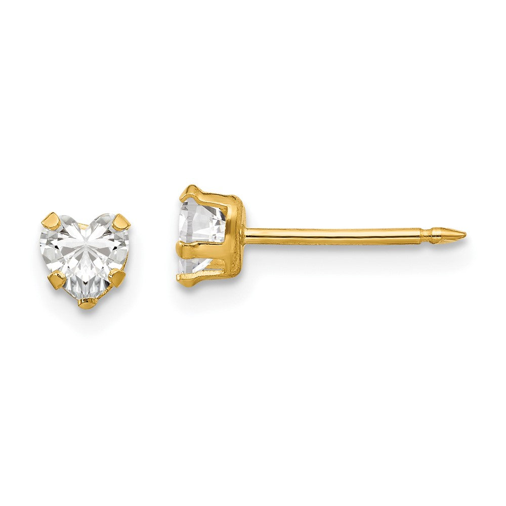 472E Inverness 14k 4mm Clear Heart CZ Earrings