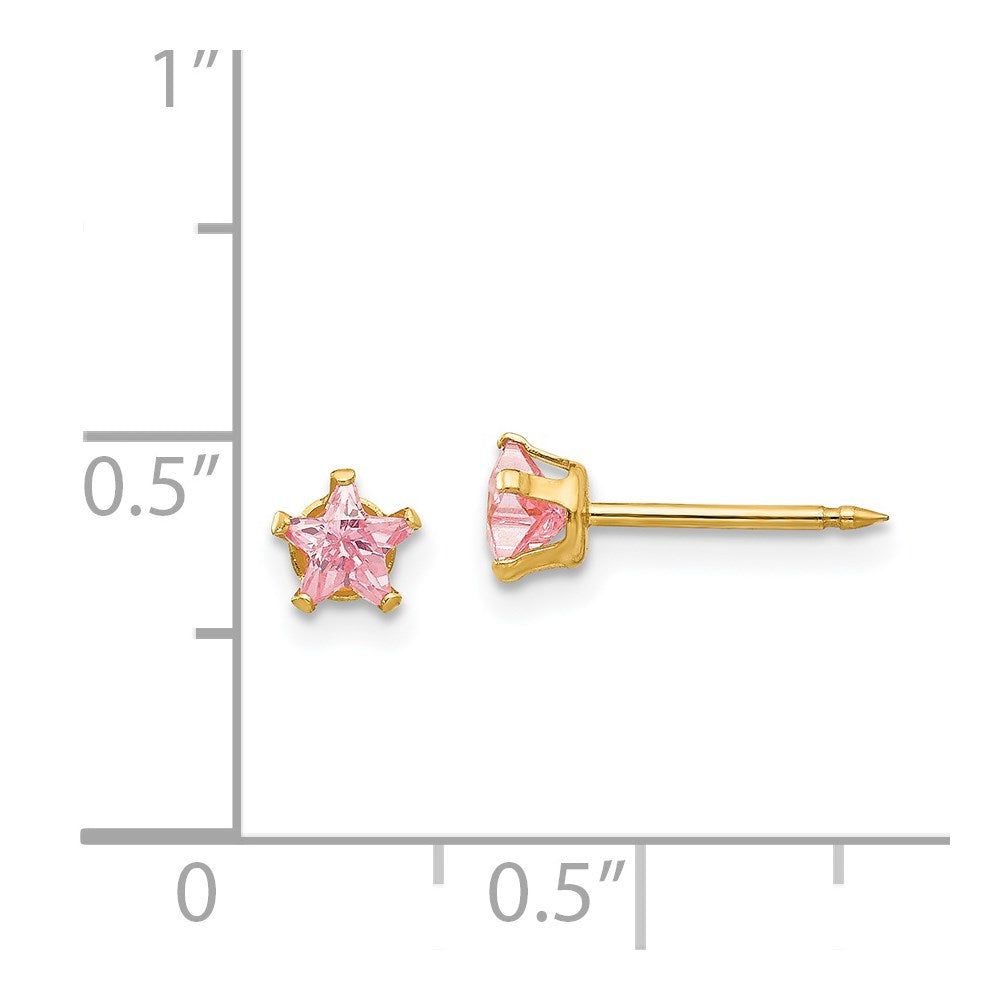 473E Inverness 14k 4mm Pink Star CZ Earrings
