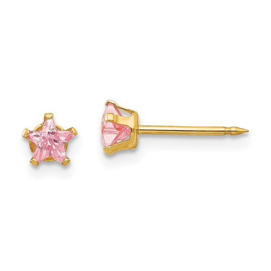 473E Inverness 14k 4mm Pink Star CZ Earrings