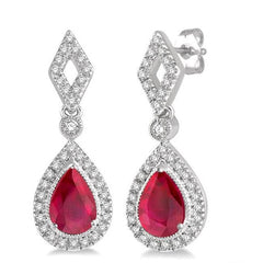 Parkplace Jewelers Pear Shape Gemstone & Halo Diamond Earrings 58577PPTSERRBWG