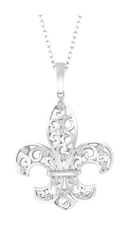 Parkplace Jewelers Silver Fleur De Lis Diamond Pendant 86309PPSSSLPD
