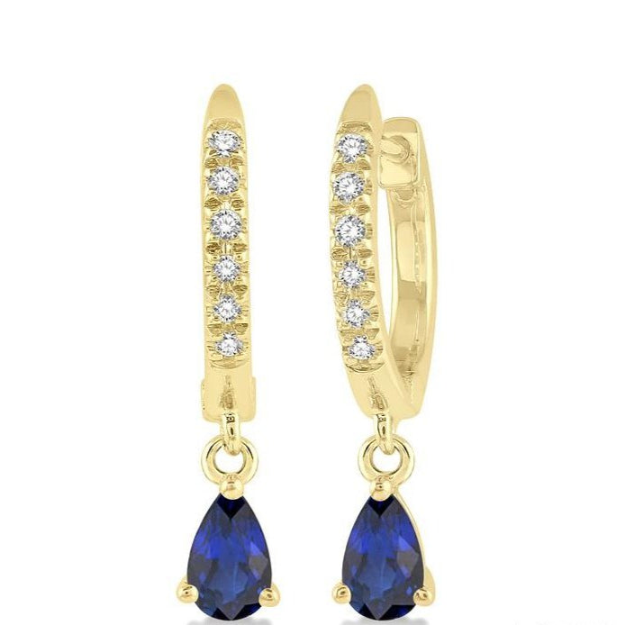Parkplace Jewelers Pear Shape Gemstone & Petite Diamond Huggie Fashion Earrings 58638PPFSERSPYG