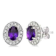 Parkplace Jewelers Oval Shape Gemstone & Halo Diamond Earrings 58214PPFNERAMWG