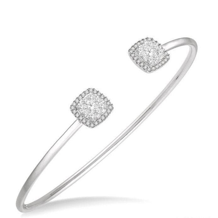 Parkplace Jewelers Stackable Cushion Shape Halo Lovebright Essential Diamond Open Cuff Bangle 7989VPPFVWG