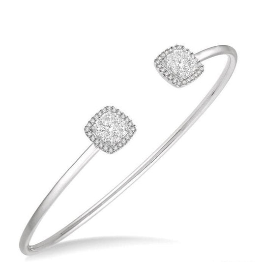 Parkplace Jewelers Stackable Cushion Shape Halo Lovebright Essential Diamond Open Cuff Bangle 7989VPPFVWG