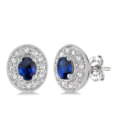 Parkplace Jewelers Oval Shape Gemstone & Diamond Earrings 58198PPFSERSPWG